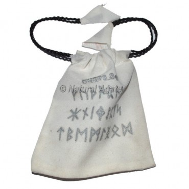 White  Rune Set Printed Velvet Pouch