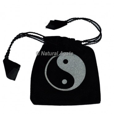 Black Pouch with Ying Yang Symbol Printed