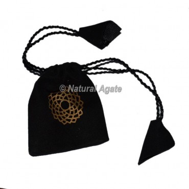 Black Pouch with Gold Printed Crown Chakra