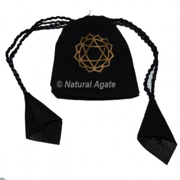 Black Pouch Chakra Symbol Printed