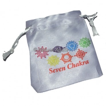 7 Chakra Symbol on White Pouch