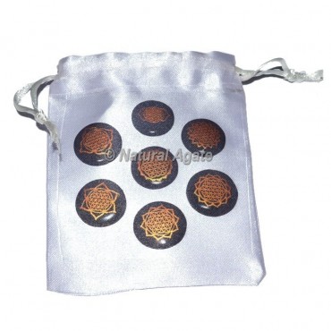 Black Chakra Flower of life Symbol on pouch