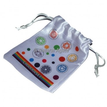 Beautiful Color Chakra Printed  White Pouch