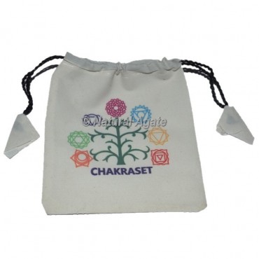 Chakra with Tree Printed white Pouch