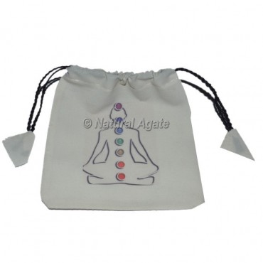 Buddha Chakra Printed White Pouch