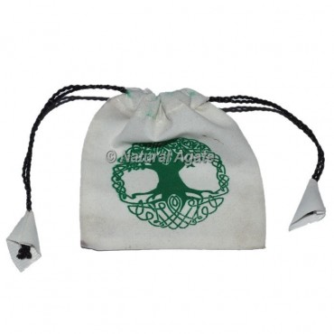 Green Printed tree of life White Pouch