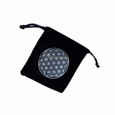 Silver Flower Of Life Velvet Pouch