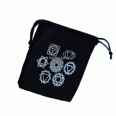 Silver Seven Chakra Velvet Pouch