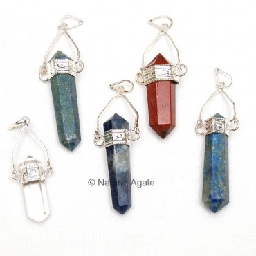 Mix Gemstone Double Point Pendants