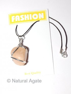 Cream moon Stone Silver Wrappend Pendants