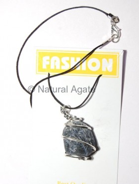 Sodalite Tumbled Silver Wrapped pendant