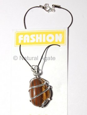 Tiger Eye Tumbled Silver Wrapped Pendants