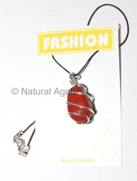 Red Jasper Tumbled Silver Wrappedn pendants