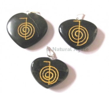 Black Agate Choko Reiki pendants