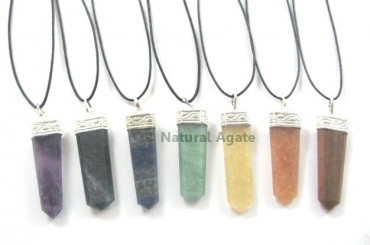 Mix Gemstone Pencil Pendants With Cord