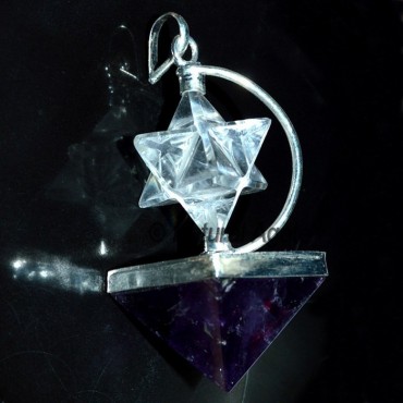 Amethyst Pyramids and Merkaba Pendants