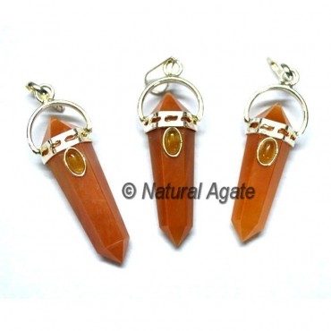 Peach Aventurine Double Point pendants