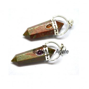 Unakite Double Point Pendants