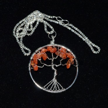 Carnellian Flower of Life Tree Necklace