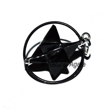 Black Cage Black Agate Merkaba Pendants