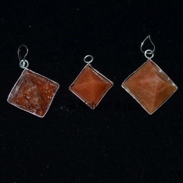 Peach Aventurine Pyramid Pendants