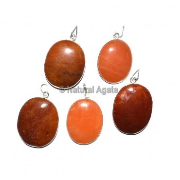 Peach Aventurine Oval Pendants