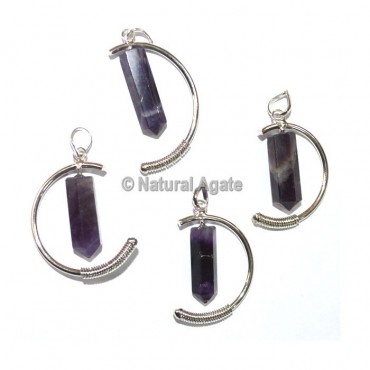 Amethyst Moon Shape Pendant