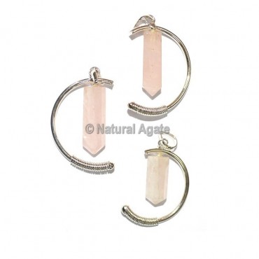 Rose Quartz Moon shape Pendants