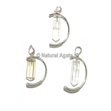 Crystal Quartz Moon shape Pendants