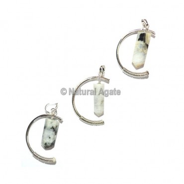 Rainbow Moonstone moon shape Pendants