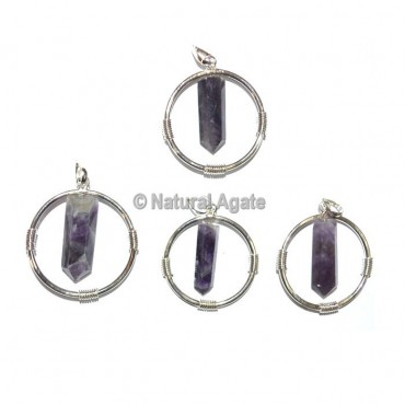 Amethyst Round Healing Pendants