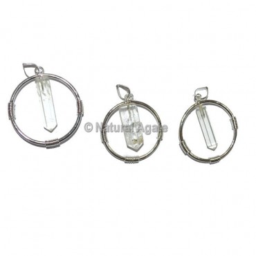 Crystal Quartz Round Pencil Pendants