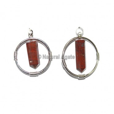 Red Jasper Pencil Round Pendants