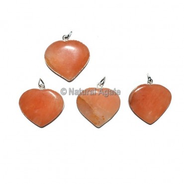 Peach Aventurine Heart Pendants