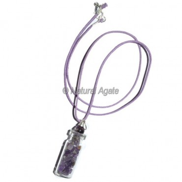 Amethyst Bottle Pendants with Lather Cord