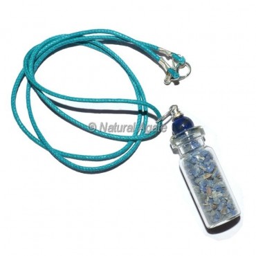 Lapis Lazuli Bottle Pendants with Leather Cord