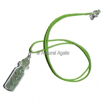Green Aventurine Bottle Pendants with Leather Cord