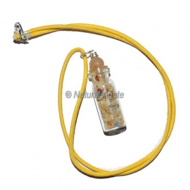 Yellow Aventurine Bottle Pendants with Leather Cord