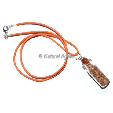 Peach Aventurine Bottle Pendants with Leather Cord