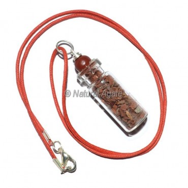 Red Jasper Bottle Pendants with Leather Cord