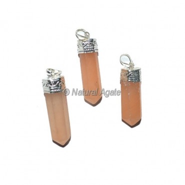 Orange Selenite Pencil Pendants