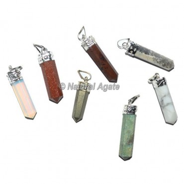 Assorted Stone Pencil Pendants