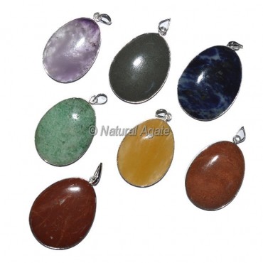 Egg Shape seven Chakra Pendants set