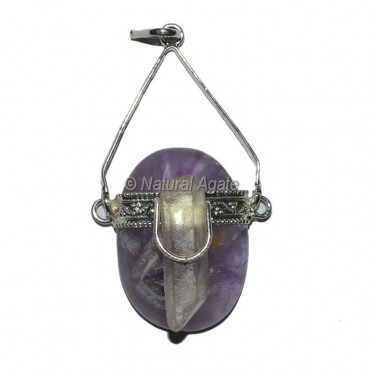 Amethyst Oval With Crystal Natural coin Pendants