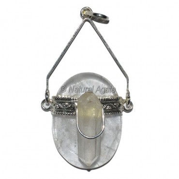 Crystal Quartz With Crystal Natural coin Pendants