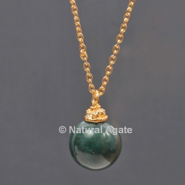 Green Jade Ball With Golden Chain Pendant