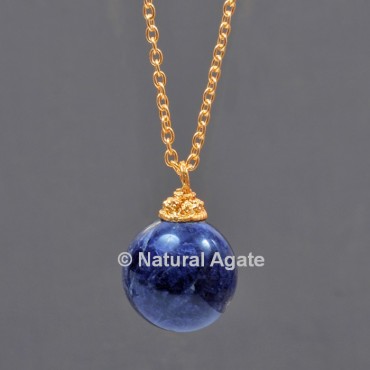 Sodalite Ball With Golden Chain Pendant