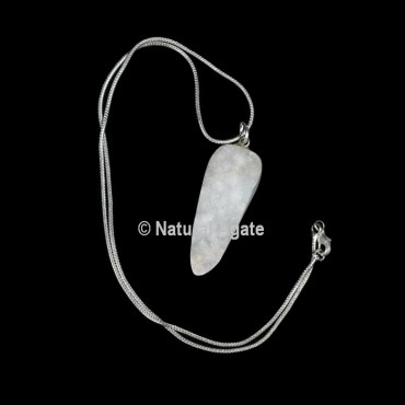 Druzy Agate Irregular Shape With Silver Chain Pendant
