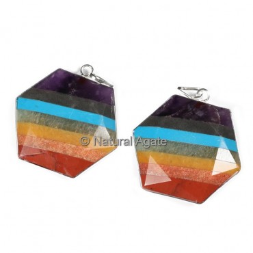 Seven Chakra Bonded Hexagon Shape Pendants