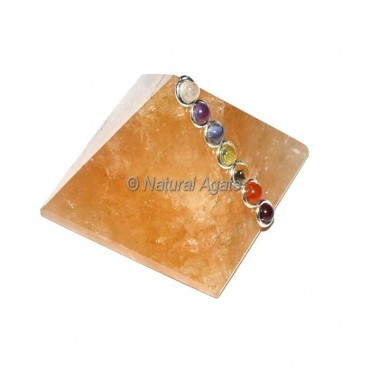 Golden Quartz Seven Chakra Pyramids